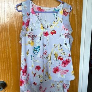 Rachel Roy hi-low lavender floral sleeveless top